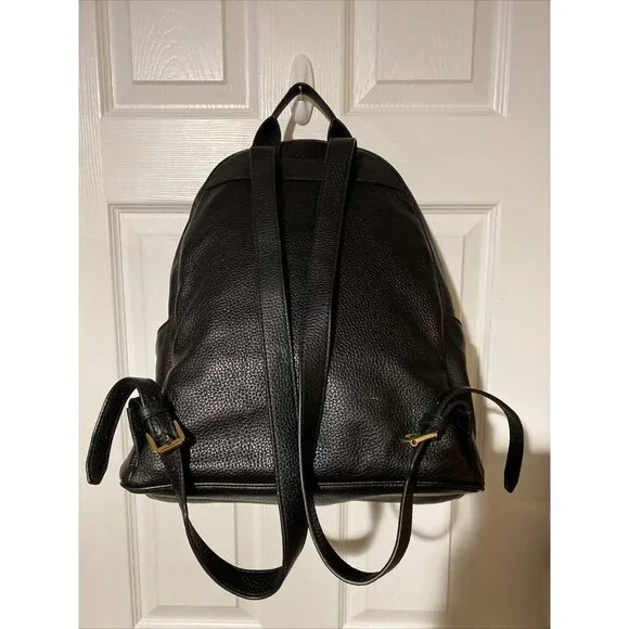 Michael Kors Black Leather Abbey Backpack Black Gold